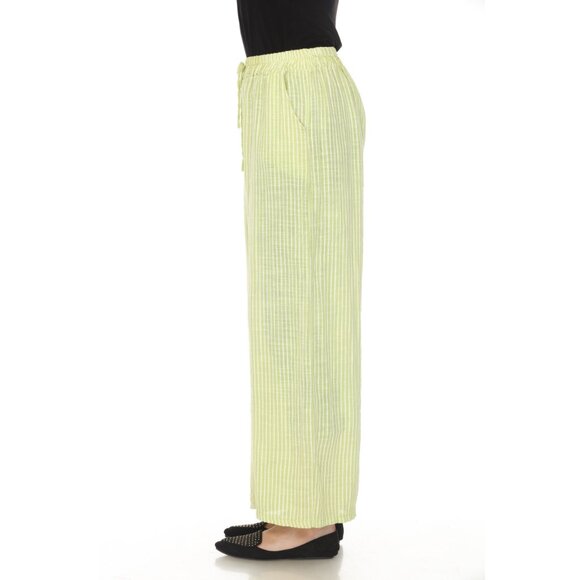 Lime Green Striped Drawstring Pant With Pockets - Picture 4 of 7